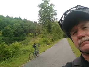 Ted's bike on the Toonerville rails to trail near Springfield, Vermont.