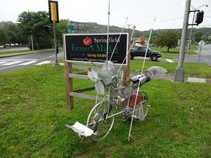 Bike art in in Springfield, Vermont.