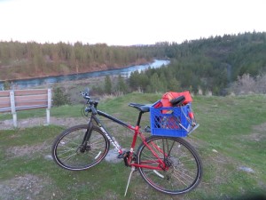 Ted’s bike on hill above People's Park Parking Lot in Spokane.