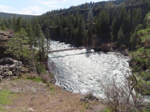 Bowl & Pitcher Suspension bridge seen from Centennial trail near Spokane.