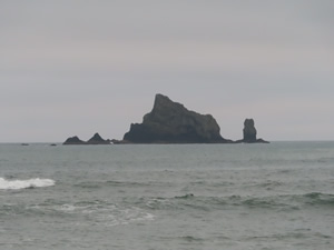 Rocks in ocean seen from Rialto beach.