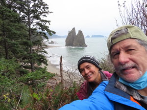 Ted and Marty on Hole-In-The-Rock” at Rialto beach.