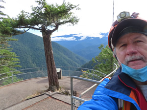 Ted at view point where he stopped while descending from Hurricane Ridge.