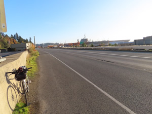 Ted’s bike near Bremerton navy ship yard, as Ted approaches Gorst.