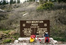 Ted's bike on the top of Red Mountain pass