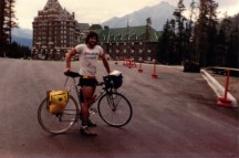 Ted in front of the Banff Hotel in Banff National Park.