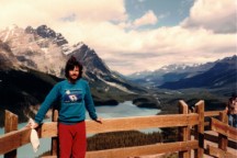 Ted on the viewpoint at Bow Pass with Petro Lake in the background. In Banff National Park.
