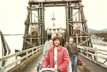 Ted was getting onto the ferry and asked a guy to take his picture. Well his friends wanted to get into the picture (they are the ones behind Ted). 