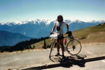 Ted on his bike at the top of Hurricane Ridge in the Olympic National Park of Washington State.