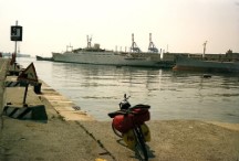Ted's bike when he first reached the Mediterranean Sea, mile 999.9 since he started his bike ride in Germany.