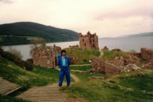 Ted in front of Unquhart castle, Scotland
