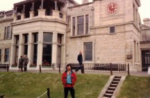 Ted in front of the club house at the old course in Saint Andrews, Scotland. The world’s first golf course.