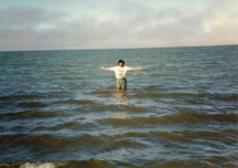 Ted standing in the Arctic Ocean near the Prudhoe Bay, Alaska Oil Fields.