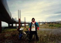 Northern Slope of Alaska - Pipeline with photo of Ted taken using automatic mode on his camera.