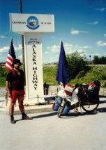 Ted at the end of the Alaska Highway.