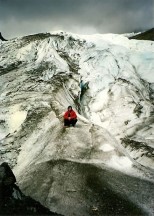 This pictures is of Worthington glacier near Thompson Pass in the Chugach Mountains, Alaska. Ted is on the Glacier.