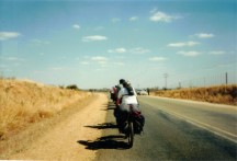 Our cycle Africa group riding in Zimbabwe.