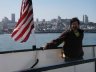 Ted on the boat to Angel Island with downtown San Francisco, CA in the background.