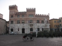 Ted's bike in front of building.