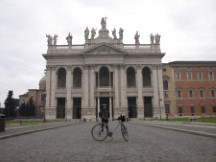 Rome - Ted with his bike in front of San Gregorio Magno Church