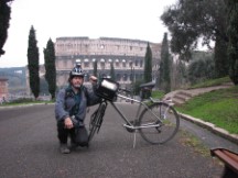 Rome - Ted with his bike in front of Coliseum