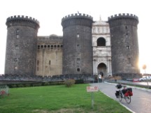 Napoli -Ted's bike in front of Castel Nuovo