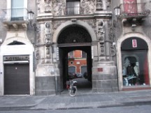 Catania - Ted's bike in front of the hotel (hotel S Dehetrio - Via Etnea 55) where Ted stayed.