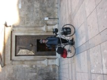 Ted with his bike in front of Church in Alcamo