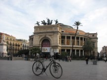 Palermo - Ted's bike in front of Politeama Garibaldi
