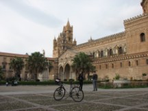 Palermo - Ted's bike in front of the Cathedral