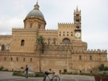 Palermo - Ted's bike in front of the Cathedral