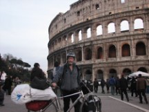 Rome - Ted with his bike in front of the Coliseum