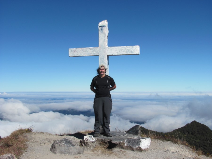 Ted at highest point in Panama - Top of Volcano Baru