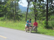 Typical 3 wheeled motor scooter transportation in Thailand