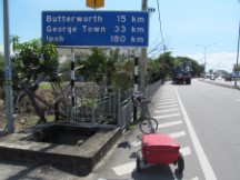 Road sign between Alor Star and Butterworth, Malaysia
