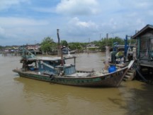 Boat in fishing village south of Batu Pahat, Malaysia