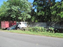 Truck on side of road in Guatemala, its been there for a while the weeds have completely convered the trailer bed.