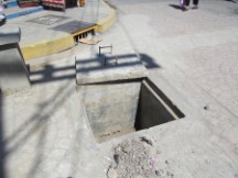 Road work in Leon, Nicaragua, on one side of road there is police tape.  If you were coming from any of the other 3 sides you could easily walk into the hole without noticing.  I often saw unmarked holes in roads and sidewalks in Central America.  That’s another reason not to go out at nights, along with high crime rates at night