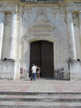 People outside church in Leon, Nicaragua.