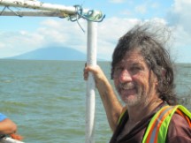 Ted on boat headed to Ometepe Island, Nicaragua