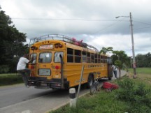 People dropping Ted and his bike off bus at Guanacasta, Nicaragua