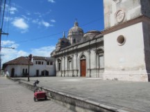 Ted’s bike in front of church in Granada, Nicaragua