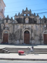Ted’s bike in front of church in Granada, Nicaragua