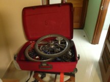 Ted’s bike packed and ready to fly back to Portland.