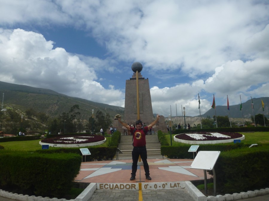 Ted at the equator in Ecuador