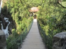 Catwalk near Pailon Del Diablo waterfall near Banos, Ecuador.