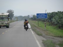 Motorcycle near Dole Farm close to between El Triufo, Ecuador.