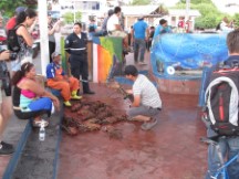People selling rain deer made out of straw in Honduras