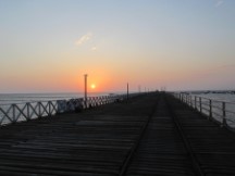 The boardwalk at sunset near the Gran Hotel in Pacasmayo, Peru.