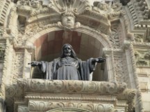 Statue on front of church in Lima, Peru.
